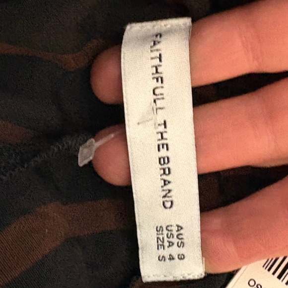 Faithfull the Brand Havana Striped Wide Leg Palazzo Pants Size S Espresso Black - Picture 7 of 10